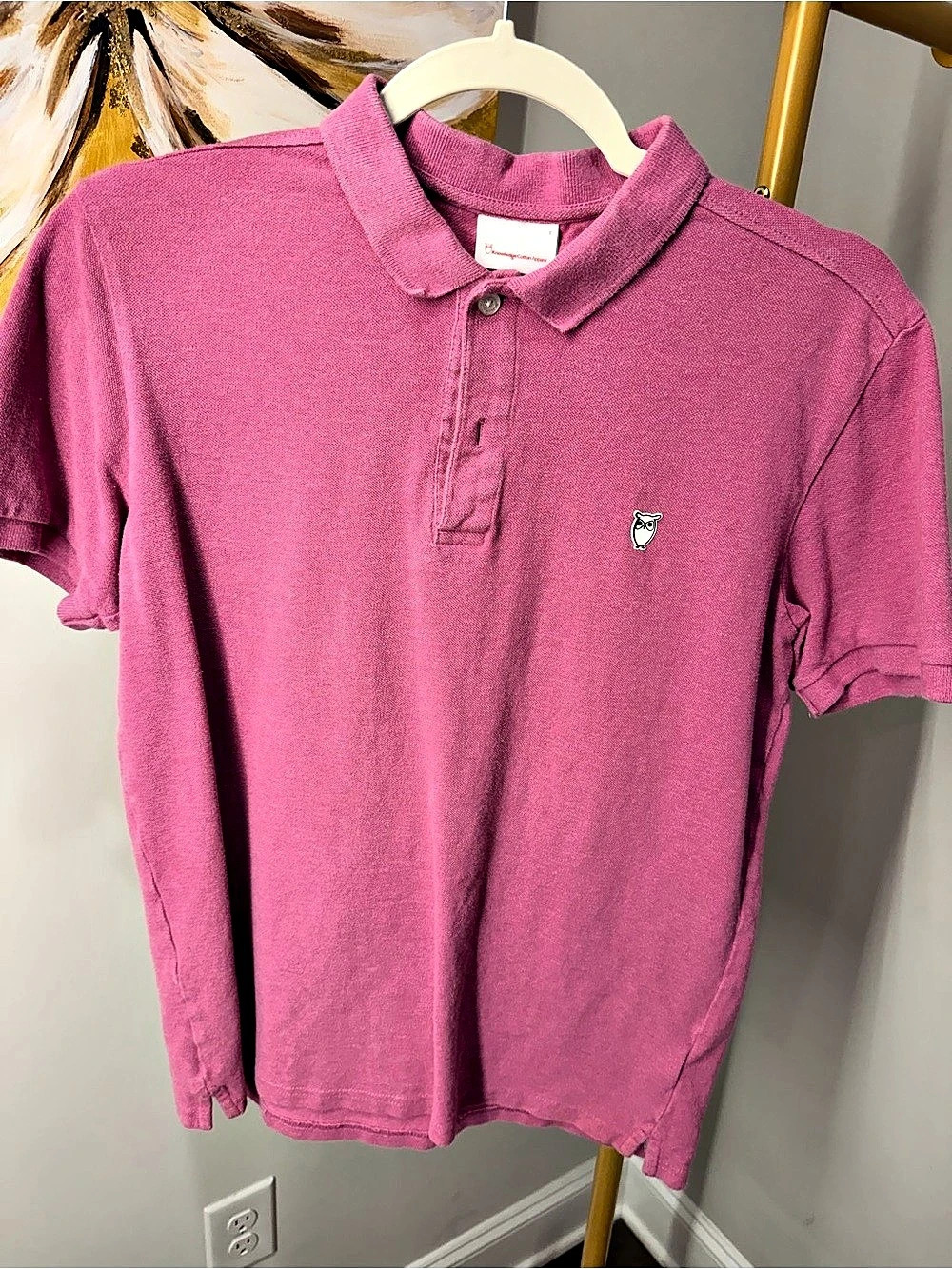 Knowledge Cotton Apparel Basic Badge Polo Pink Small